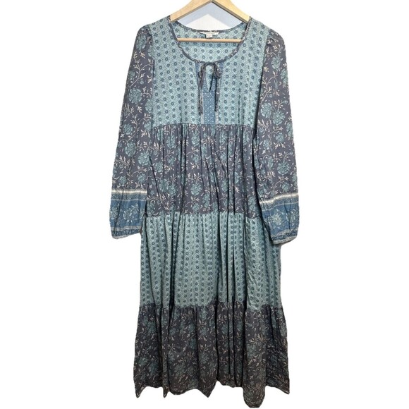 American Eagle Maxi Dress Blue Floral Tiered Women's Size XS - Picture 1 of 15